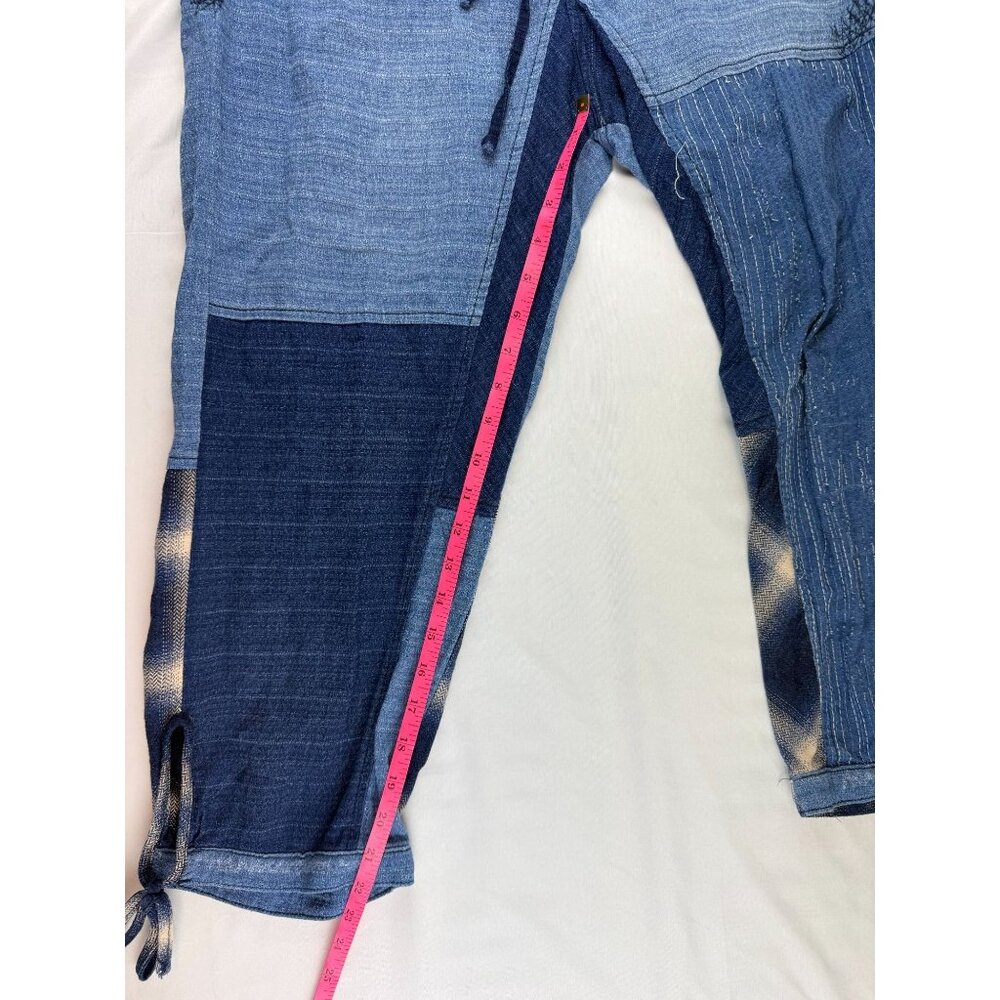 Free People Honey Bee Patched Denim Harem Pants Jeans Medium M - Picture 9 of 10
